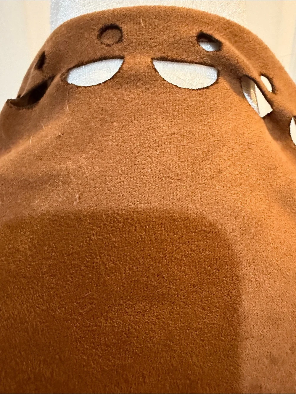 Faux Suede Laser Cut Brown Wrap OS Pre owned